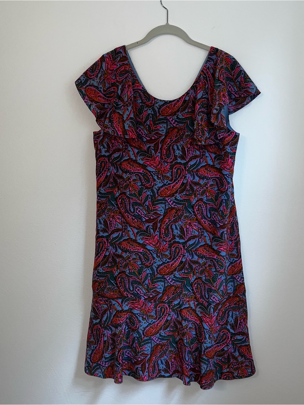 J. Crew Purple and Red Paisley Midi Dress